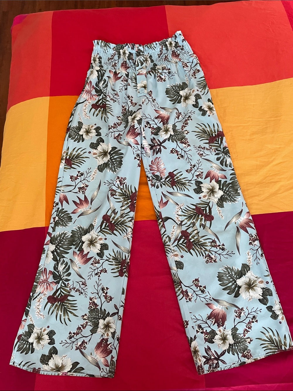 Light Blue Floral Wide-Leg lounge  Pants  Women’s large